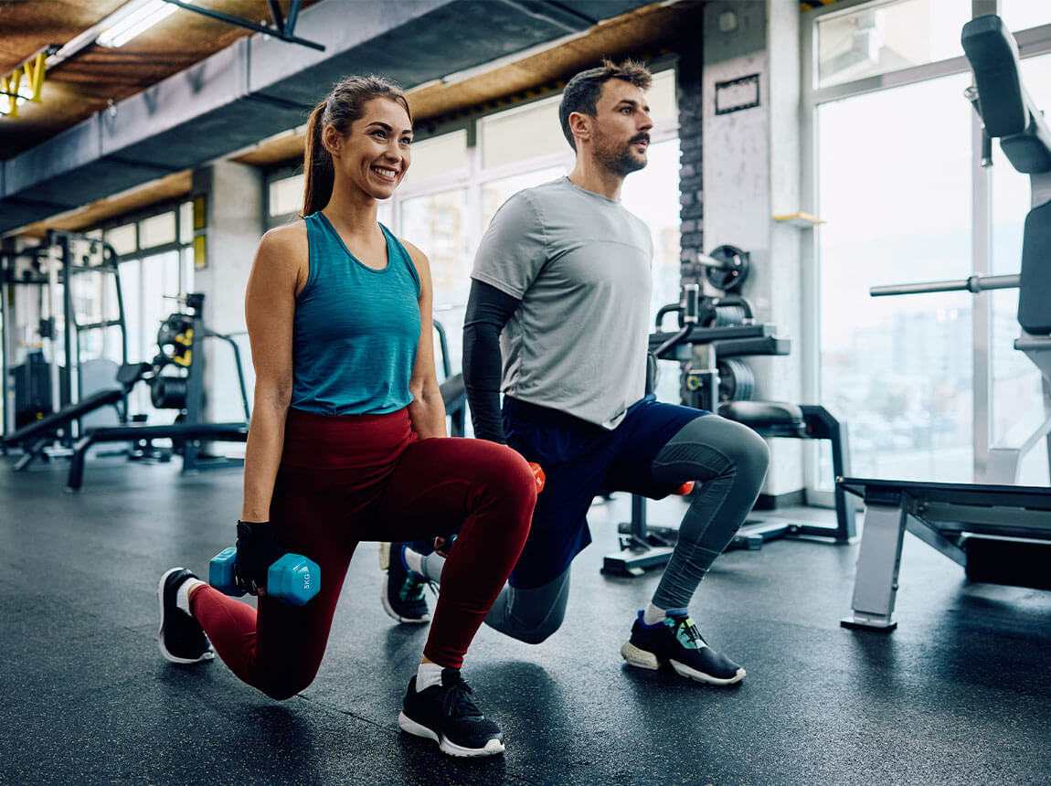 working out at the gym