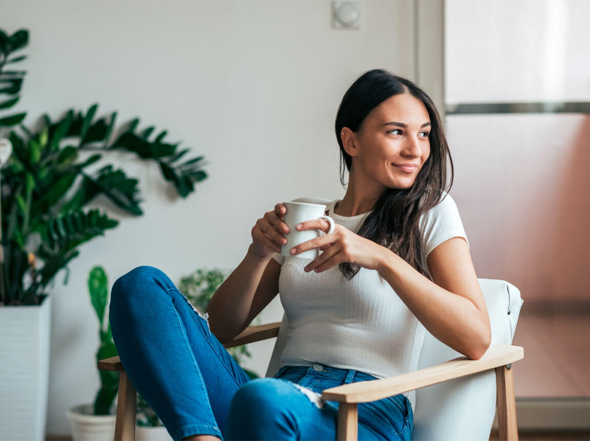 woman with green tea