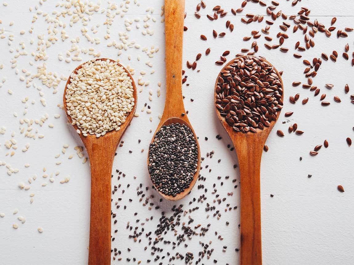 dietary fibre &ndash; chia seeds, flaxseeds