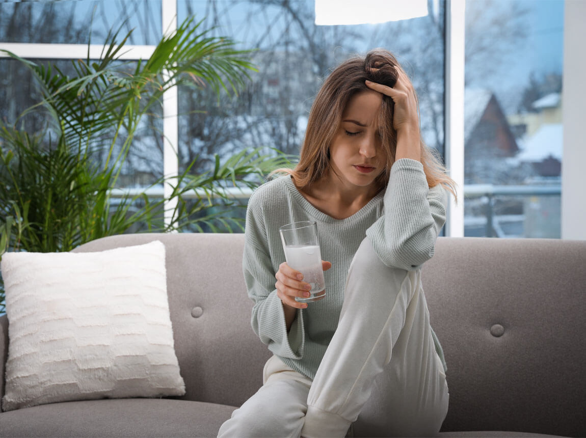 woman with a hangover