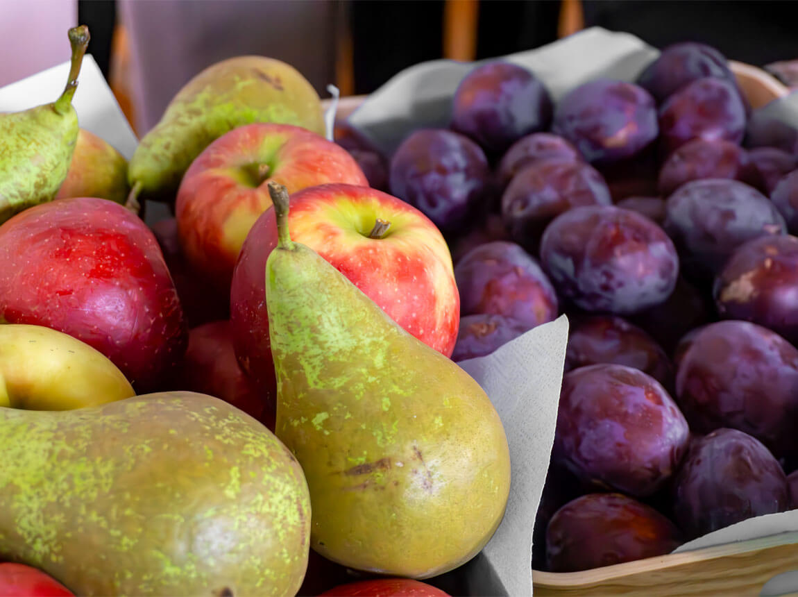 apples, pears, plums, dates