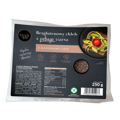 Gluten-free whole grain bread with chia seeds